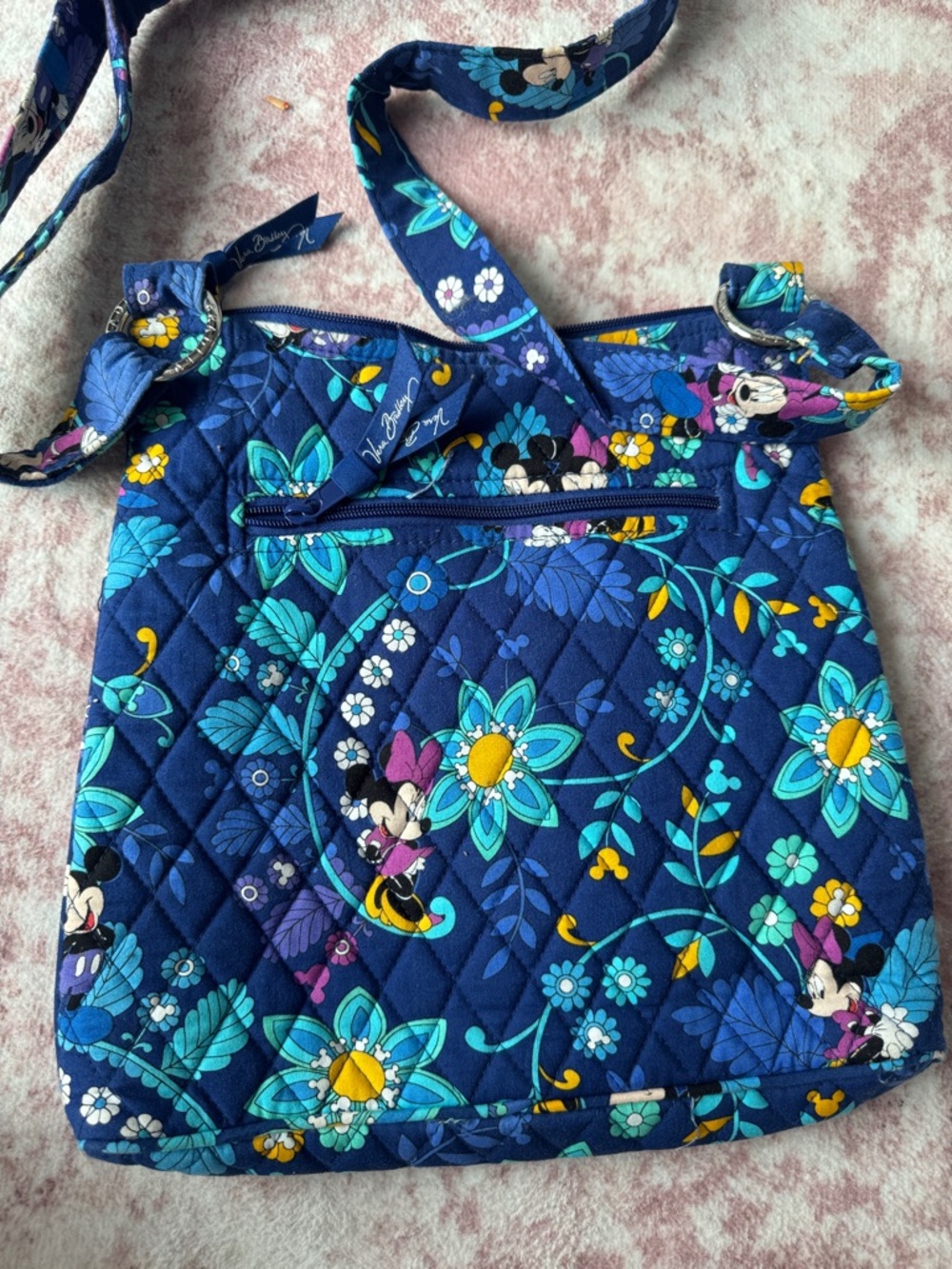 Vera Bradley Disney Navy Blue Floral Quilted Crossbody Mickey Minnie bag - Picture 5 of 5